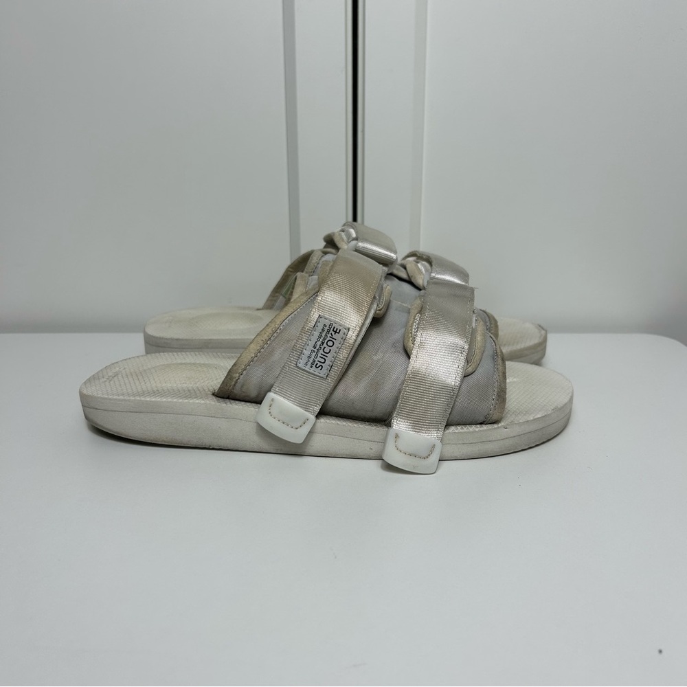 Suicoke grey white slide sandals